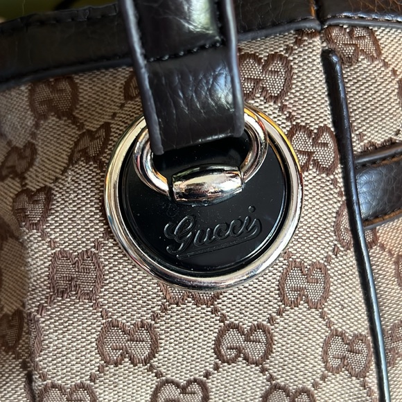 Vintage GUCCI Beige/Ebony GG Canvas Full Moon Medium Tote Bag - Picture 8 of 15
